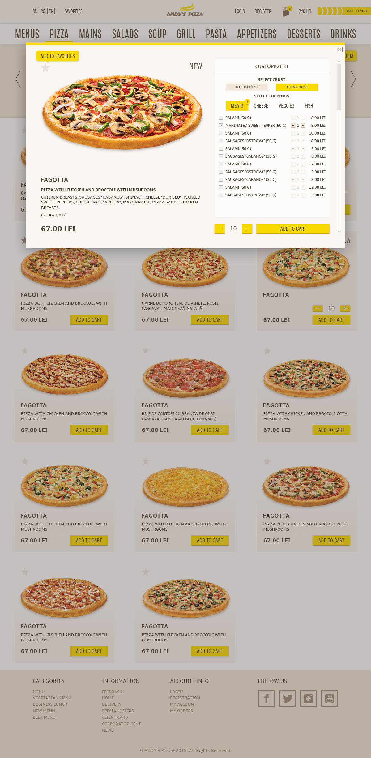Site-ul pentru Andy's Pizza