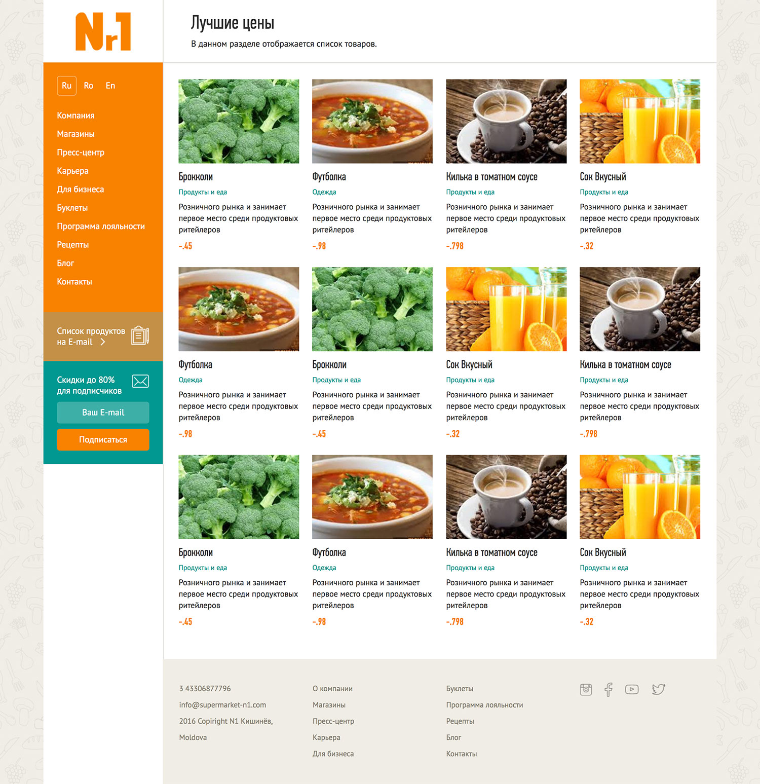 Website of supermarket nr1.md – impressive, fast and stylish