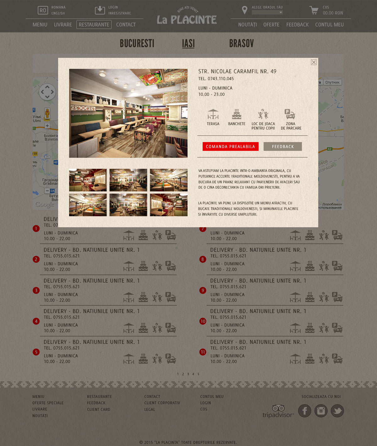 Website for the chain of restaurants La Placinte